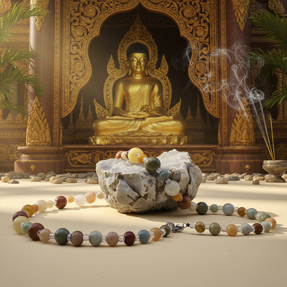 Jade Birman multicolore, collier boules nuancées qualité AAA