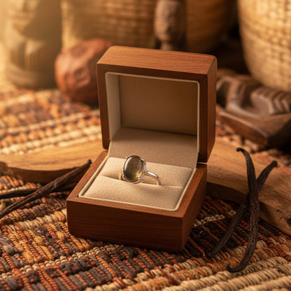 Bague réglable en Labradorite de Madagascar