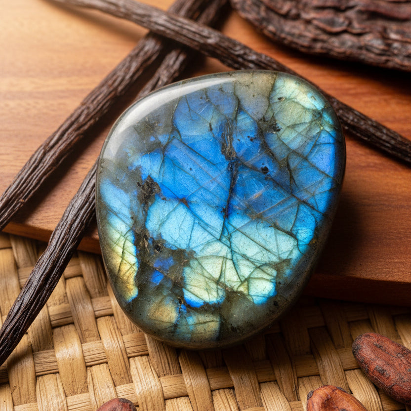 Labradorite de Madagascar, Forme libre N°2 qualité AAA.