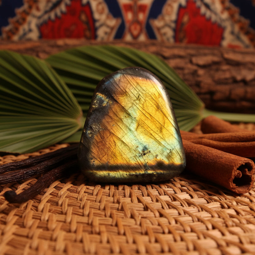 Labradorite (Spectrolite) de Madagascar, Forme libre N°3 qualité AAA.
