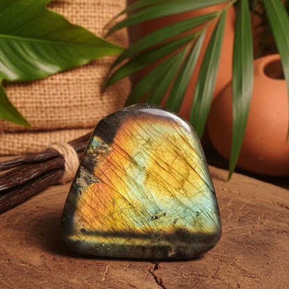 Labradorite (Spectrolite) de Madagascar, Forme libre N°3 qualité AAA.