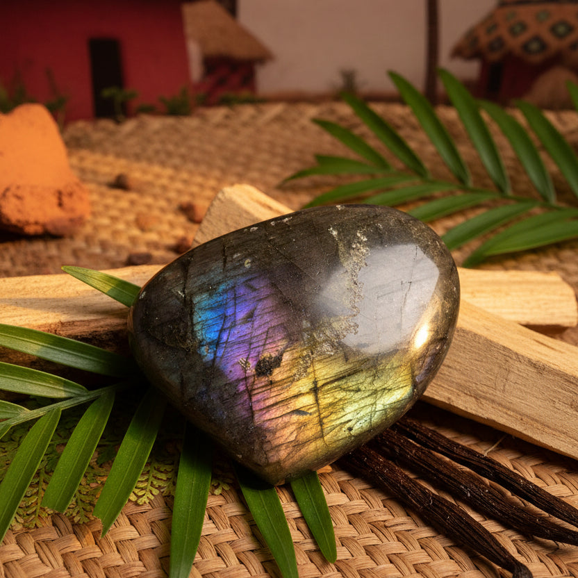 Labradorite (Spectrolite) de Madagascar, Forme libre N°6 qualité AAA.