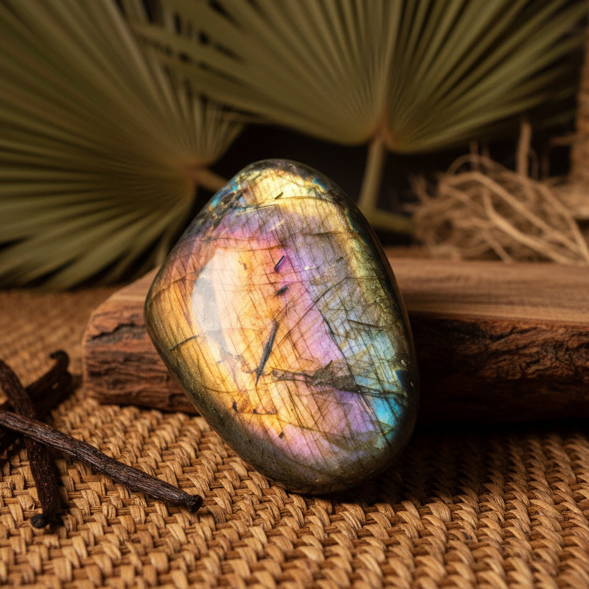 Labradorite (Spectrolite) de Madagascar, Forme libre N°6 qualité AAA.