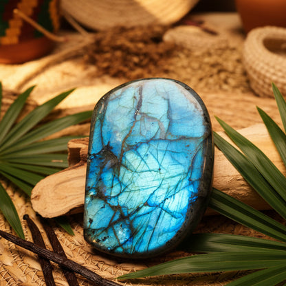 Labradorite de Madagascar, Forme libre N°7 qualité AAA.