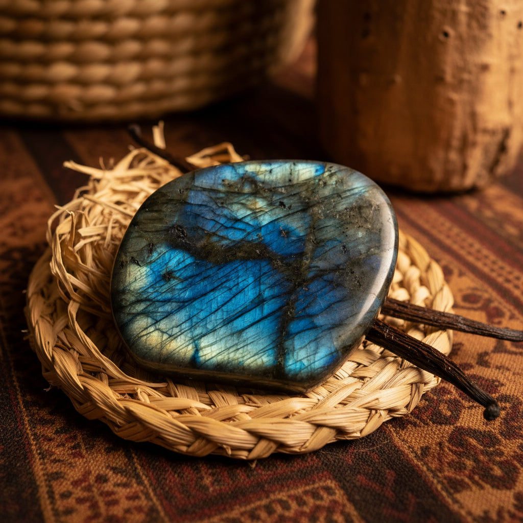 Labradorite de Madagascar, Forme libre N°11 qualité AAA.