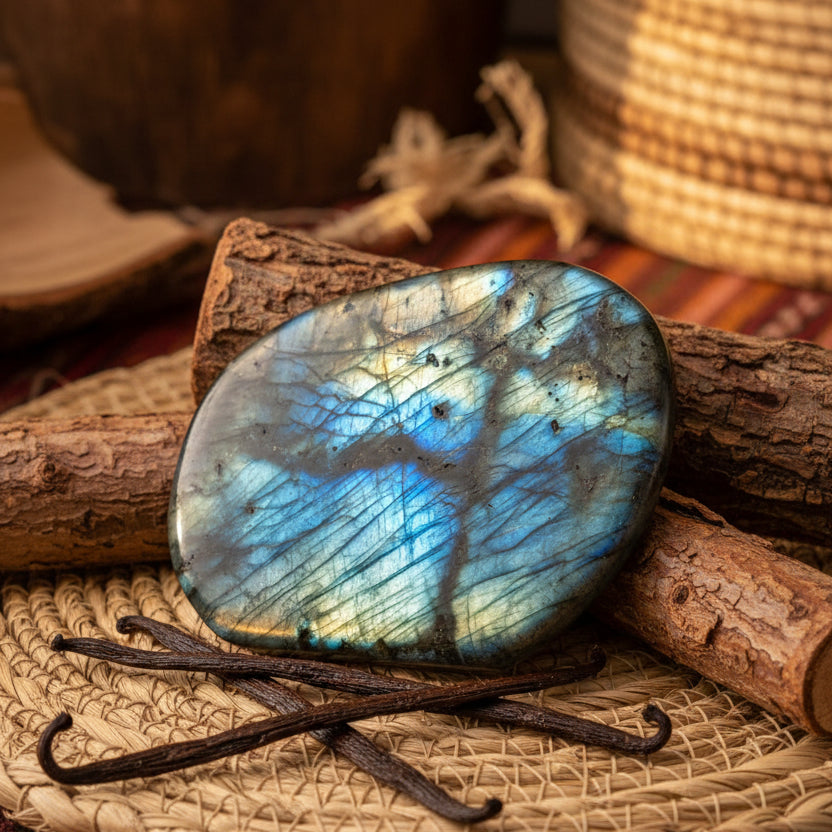 Labradorite de Madagascar, Forme libre N°11 qualité AAA.