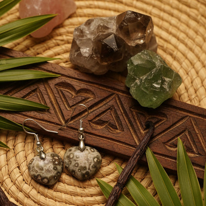 Boucles d'oreilles en Agate Fossile extra