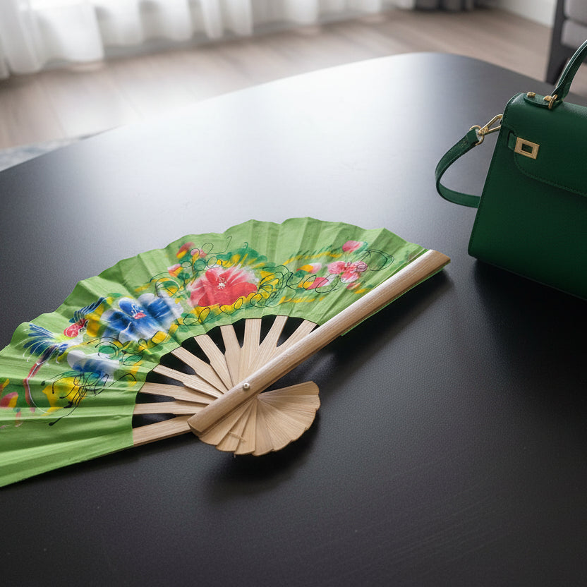 Eventail artisanal en bambou nord Chiang Mai collection florale 2