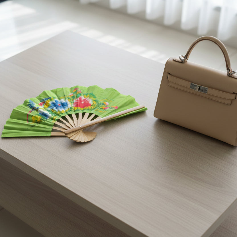 Eventail artisanal en bambou nord Chiang Mai collection florale 2