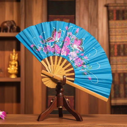 Eventail artisanal en bambou nord Chiang Mai collection florale 2