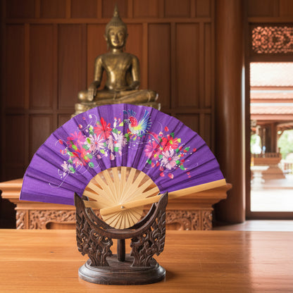 Eventail artisanal en bambou nord Chiang Mai collection florale 1