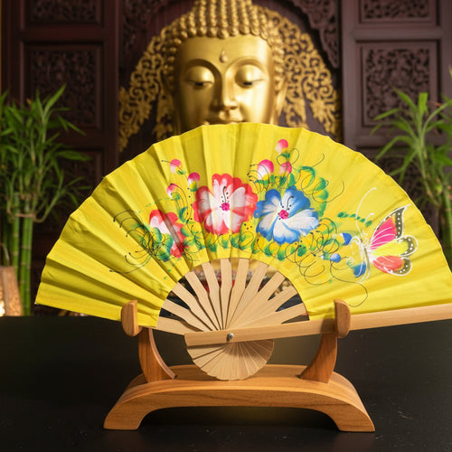Eventail artisanal en bambou nord Chiang Mai collection florale 1