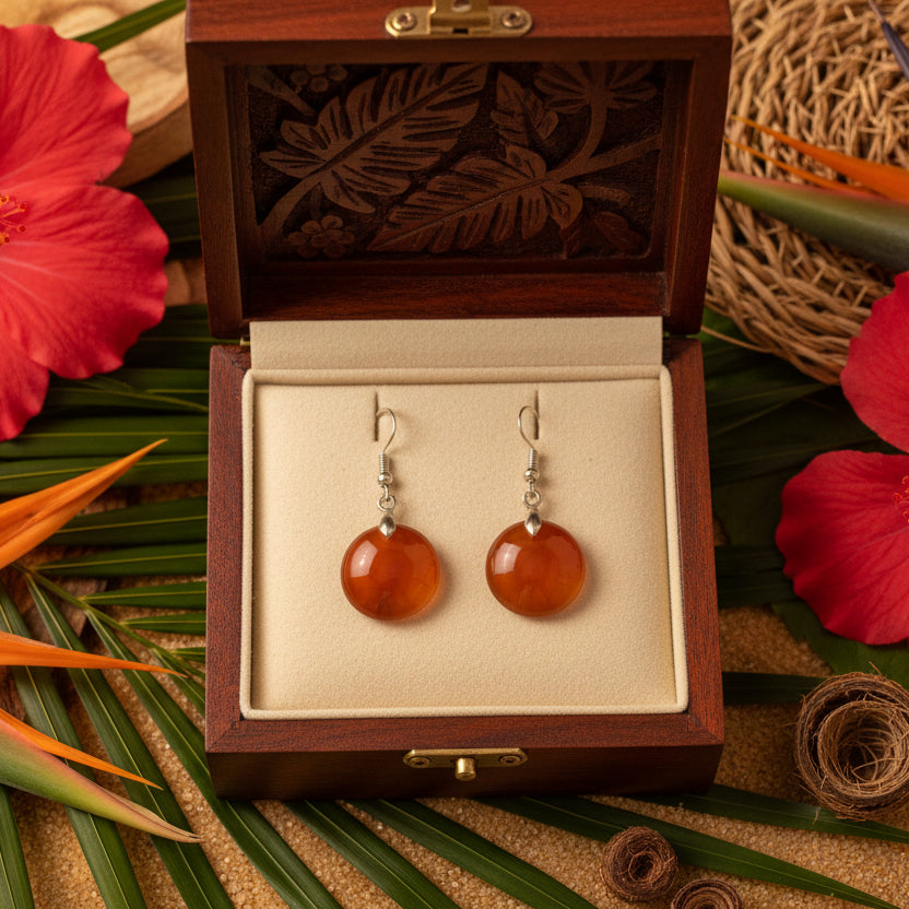 Boucles d'oreilles en Cornaline du Brésil