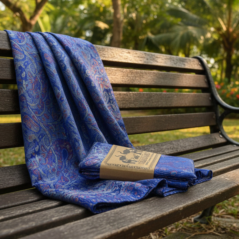 Echarpe Foulard 100 % Cashmire fabrication Thaïlandaise env. 175x68cm.