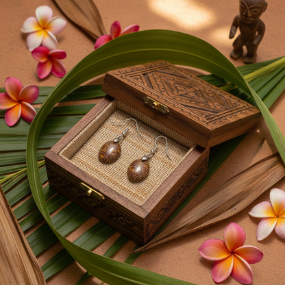 Boucles d'Oreilles en Jaspe Océan de Madagascar