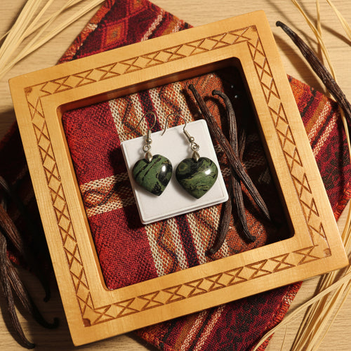 Boucles d'Oreilles en Jaspe Kambaba de Madagascar