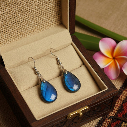 Boucles d'Oreilles en Labradorite extra de Madagascar