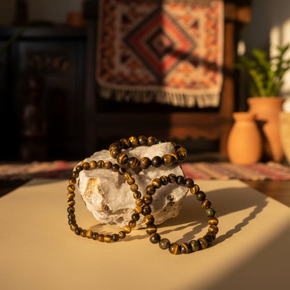 Oeil de Tigre, bracelet boules 4 à 10mm qualité AA+