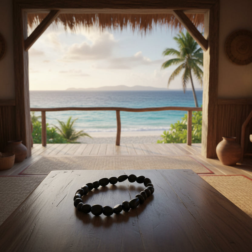 Tourmaline noire naturelle, bracelet boules formes olive qualité AA+