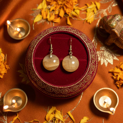 Boucles d'Oreilles en Pierre de Lune Pêche d'Inde