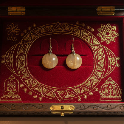 Boucles d'Oreilles en Pierre de Lune Pêche d'Inde