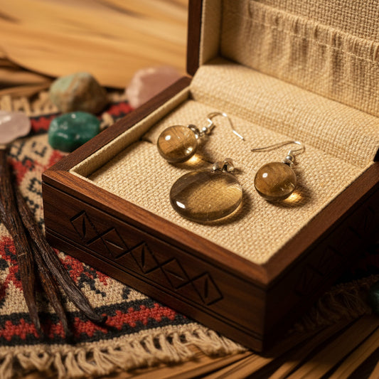Parure Pendentif + Boucles d'oreilles en Citrine Naturelle Extra Madagascar
