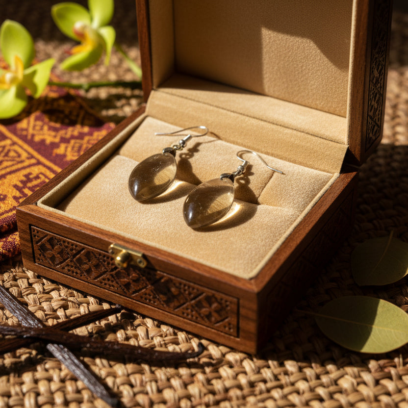 Parure Pendentif + Boucles d'oreilles en Citrine Naturelle Extra Madagascar